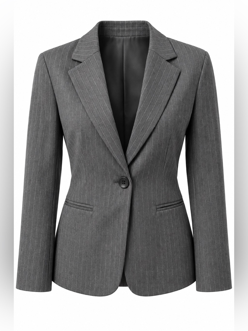 Smart Set Gray Pinstripe One Button Blazer Women’s Size 10 Career Office Jacket